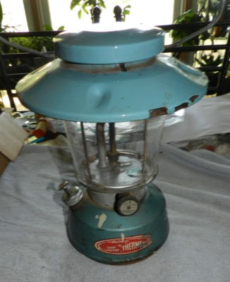 Vintage THERMOS 8316 SINGLE MANTEL AQUA BLUE CAMPING LANTERN | eBay