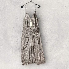Michael Kors Maxi Dress Womens XXL Animal Print Sleeveless Ruched NEW
