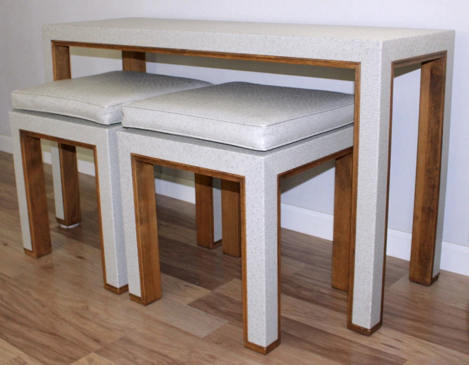 1950-е Консольный Стол Скамейка Табуреты Квадратные Искусственные Страусиные Сиденья Подушки - Только Самовывоз - Изображение 2 из 4