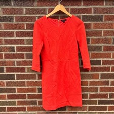Banana Republic Bright Orange Crewneck Long Sleeve Pencil Dress