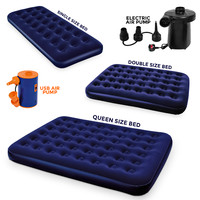 Bestway Inflatable Flocked Air Bed Single Double Mattress Airbed Camping + Pump