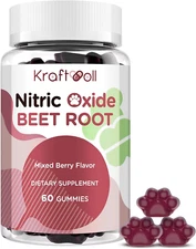 Nitric Oxide Beet Root Gummies with Grapeseed Powder, Pomegranate Powder, Vit...