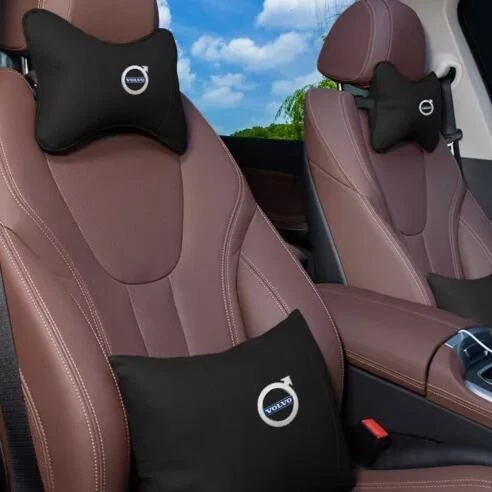 2Pcs Car Seat Headrest Neck Cushion Pillow Neck Supportor For Volvo Leather - Picture 5 of 11
