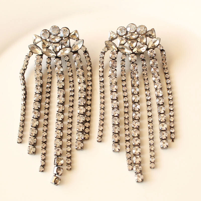 New Zara Rhinestone Drop Statement Earrings Gift Fashion Women