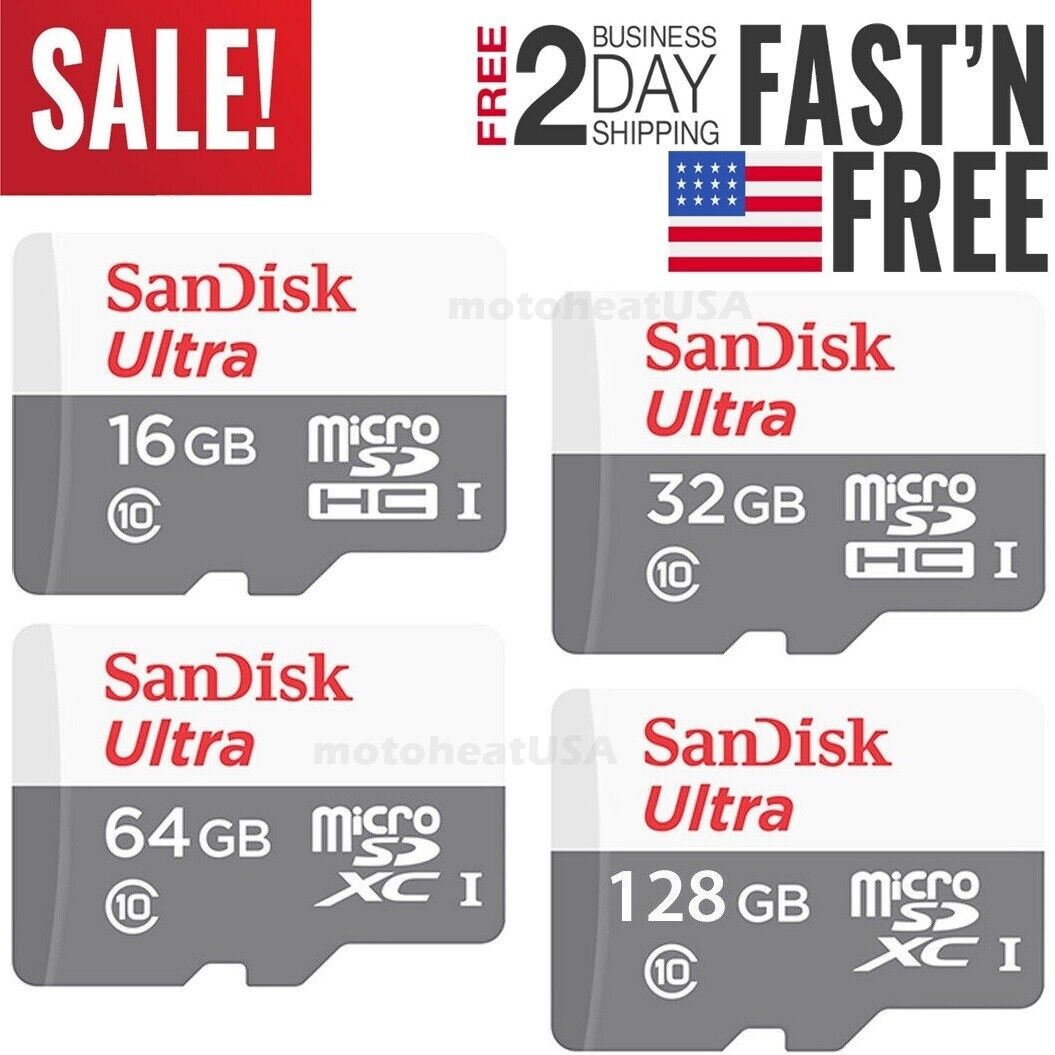 SanDisk Micro SD Card 16GB 32GB 64GB 128GB TF Class 10 for Smartphones Tablets 