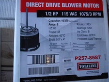 Totaline P257-8587 1/2 HP 115V 1075 RPM Reversible Rotation Blower Motor