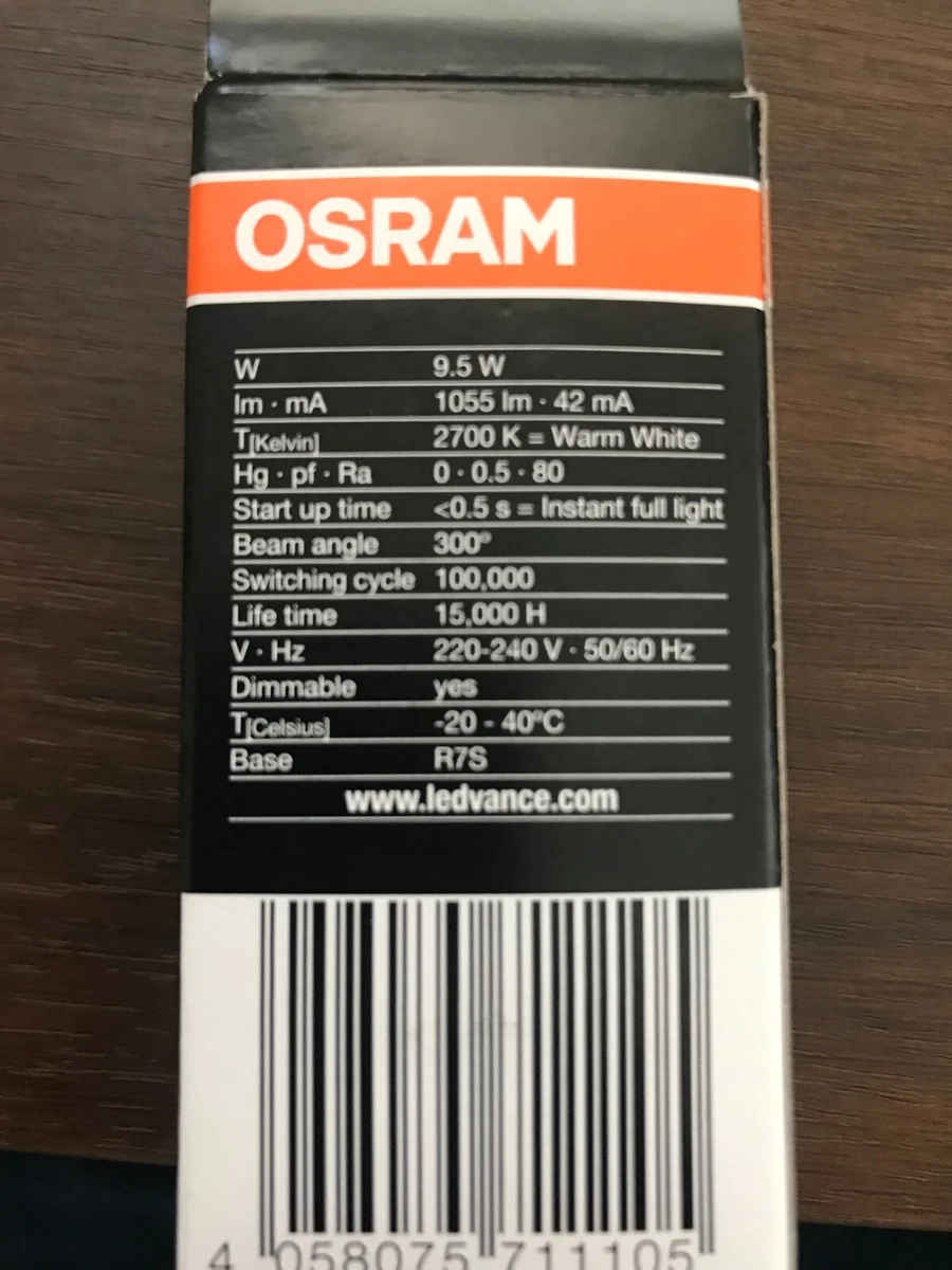 Osram R7s 9.5W 75W LED Bulb Dimmable 78mm Warm White 2700K