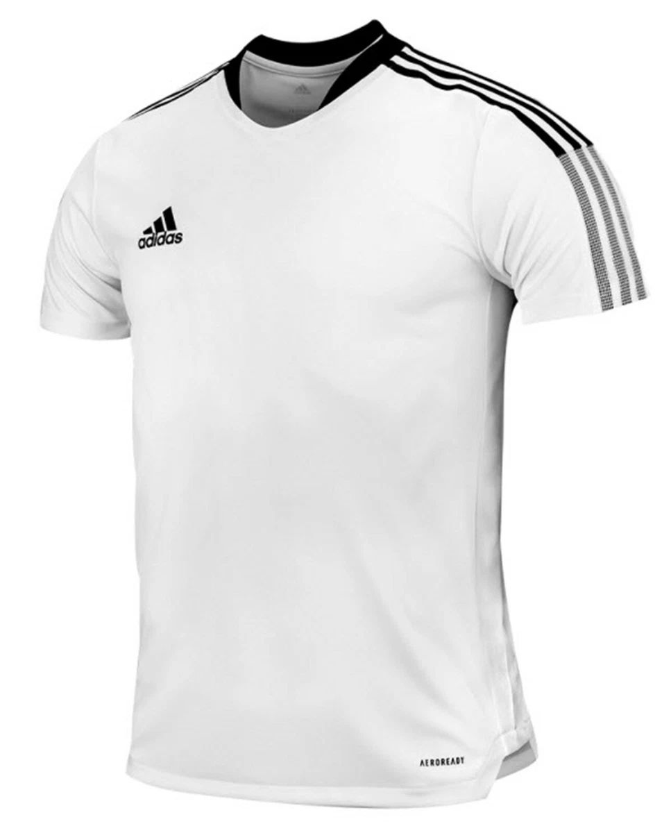 Adidas Men Tiro 21 Training White T-Shirt Casual Tee Jersey | eBay