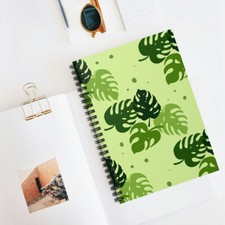 Spiral Notebook Aesthetic Plant Pattern - Ruled Line