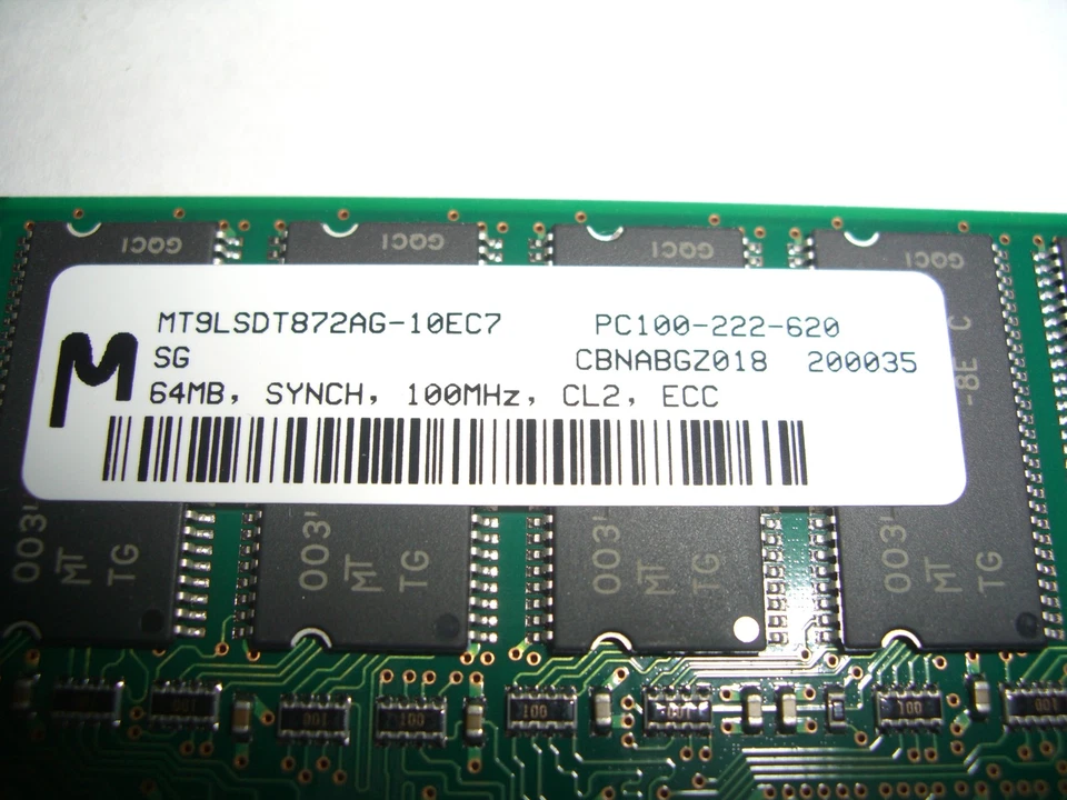 MT9LSDT872AG-10EC7 64MB 8 Meg x 72 100 MHz 168 PIN DIMM SDRAM - Image 2 of 2