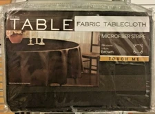 Maytex Fabric Tablecloth 70" Round Microfiber Stripe Brown