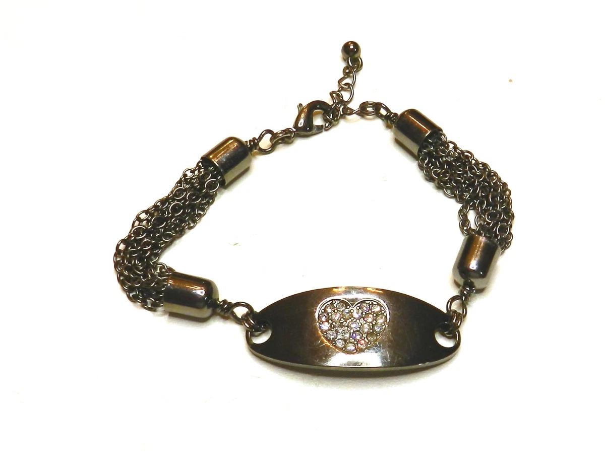 Lia Sophia Jewelry Cut Crystals Love Note Bracelet in Hematite RV