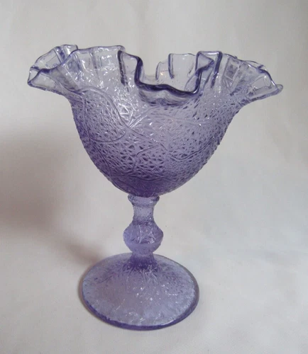 FENTON GLASS STEMMED COMPOTE TREE OF LIFE  WTSTERIA