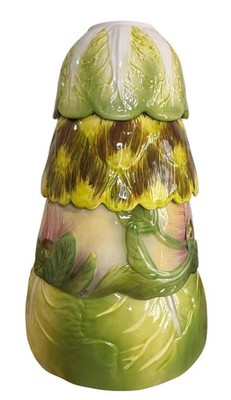 Cabbage Nesting Bowls Set Vegetable Majolica Style 4pc Lettuce, Artichoke