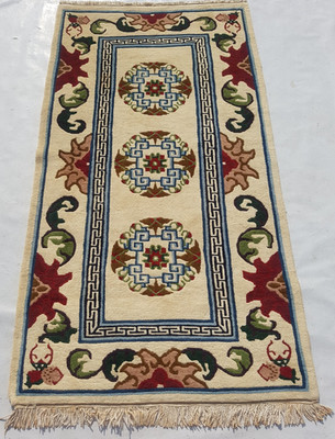 Vintage Peking Chinesische Handarbeit Epic Floral Multicolor Wollteppich Carpet 170x92 cm