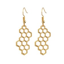 Gold Honeycomb Beehive Earrings for Women Dainty Simple Hollow Out Bee Insect Ho