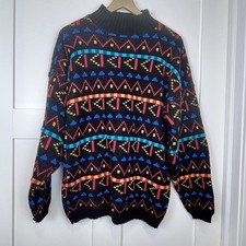 VTG Doris Skis 80  s Geometric Chunky Knit Sweater M/L USA In Resource Retro
