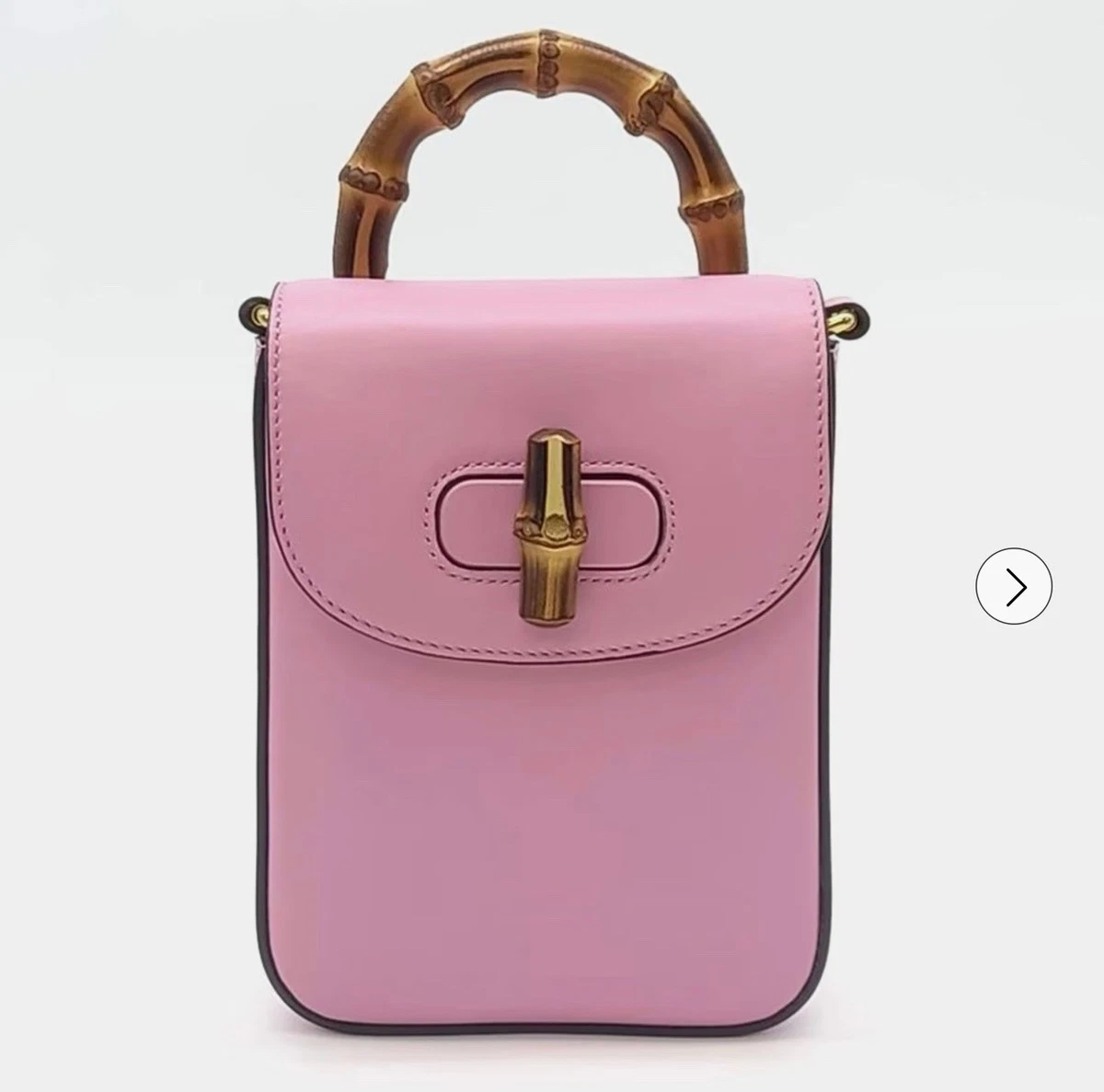 NWT Gucci Bamboo Mini Backpack Pink Leather Box Dust Bag Cards Rare Gucci Calfskin Bamboo Backpack Glossy Pink 1765001  main image 4