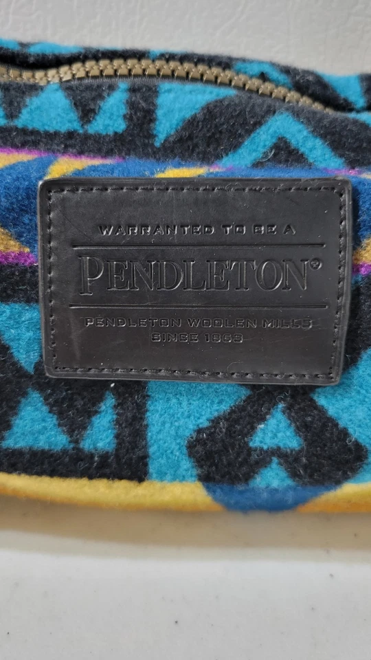 Pendleton Travel Kit Bag, Yellow, Black and Blue Purple Wool Bag - Image 2 of 4