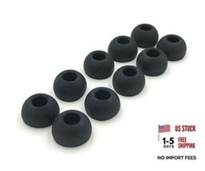 10 Pairs Large Black Silicone Replacement Ear Buds Tips Covers