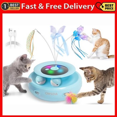 ORSDA Cat Toy, 3-In-1 Automatic Interactive Electronic Moving Ambush Feather