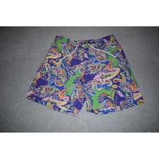 Polo Ralph Lauren Lined Swim Shorts Men Medium Purple Green Paisley Print Trunk