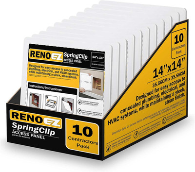 14x14'' Plastic Access Panel with Spring Click - No Tools Needed, 10 Pack