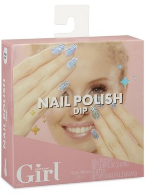 Who's That Girl Nail Polish Dip Kit Glitter Effect Pink White Set with Brush