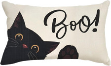 Halloween Decorations Pillow Covers 12X20 Inch Black Cat Boo Pillow Cases Hallow