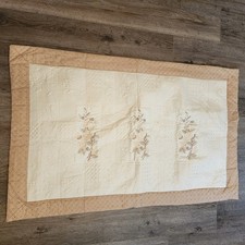 JCPenney Home King Pillow Shams Set of 2 Tan Beige Embroidered Floral Quilted
