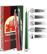 Kwanzaa Taper Candles Set 14 ,10 Inch Candle Stick Dripless And Smokeless