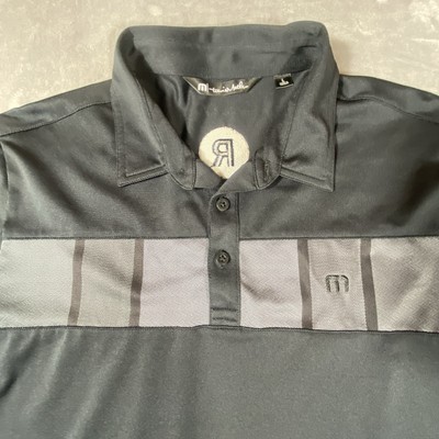 Travis Matthew Shirt Mens Large Black Short Sleeve Golf Polo Performance Stripe