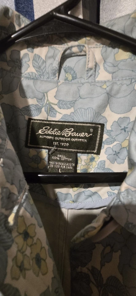  Chaqueta vintage Eddie Bauer Barn Chore para mujer talla L mediana azul floral denim Foto 2 de 3