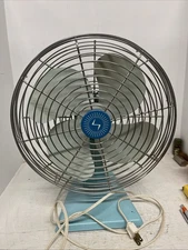 Vintage Baby Blue Superior Electric Products Corp Metal Table Fan Working