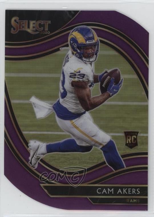 2020 Panini Select Field Level Purple Prizm Die-Cut Cam Akers #355