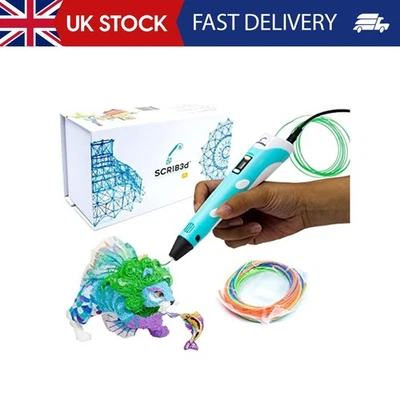 SCRIB3D P1 3D Printing Pen with Display - Includes 3D Pen, 3 Starter Colors of P