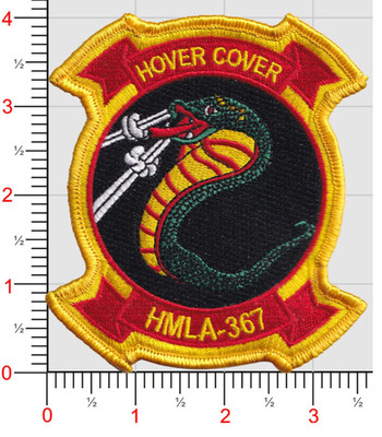 MARINE CORPS HMLA-367 SCARFACE HOVER COVER EMBROIDERED PATCH HOOK & LOOP