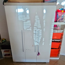 Kinder Kleiderschrank Hochglanzlack Weis