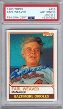 Earl Weaver Baltimore Orioles 1983 Topps PSA DNA Auto NM 7 HOF 1970 WS Champ