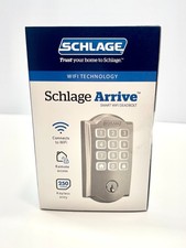 NEW Schlage Arrive Wifi Deadbolt Keyless Lock, Satin Nickel, BE459WBCAM619