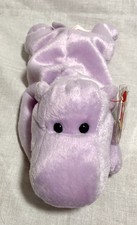 Rare Vintage 1993 Ty Beanie Babies HAPPY the Lilac Hippo Indonesian VGC NWTS 