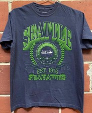 Seattle Seahawks football EST 1976 navy color tee shirt VK08508