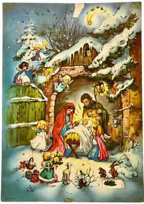 Adventskalender Krippendarstellung, Western Germany, defekt