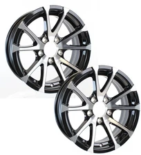 eCustomrim 2-Pk Aluminum Trailer Wheels 15X5 Rim Black and Machined 5 Lug T07