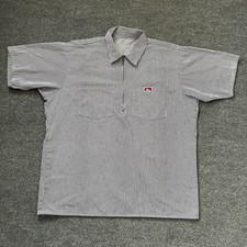 VTG Ben Davis Shirt Men  s White Hickory Stripe Half Zip Workwear Fits XL Boxy