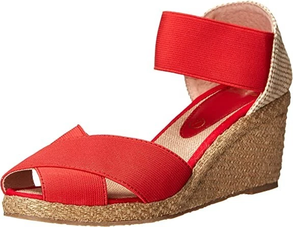 NIB Red Womens Andre Assous Emmie Wedge Sandals Size 9M