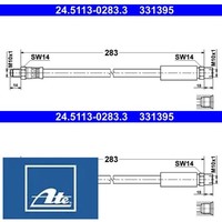 2X Bremsschlauch ATE 24.5113-0283.3 2 BremsschläUche Rechts Links Hinten
