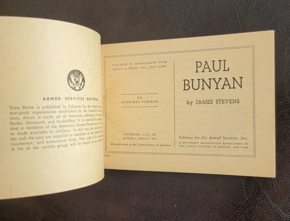 Paul Bunyan James Stevens Armed Services Edition M-8 Fantasy classic. NICE COPY Foto 4 de 4