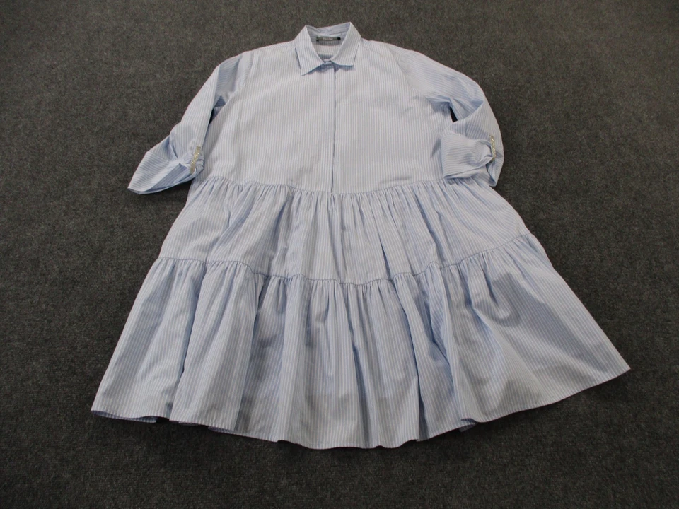 Vestido camisero Fabiana Filippi para mujer L a rayas en capas popelina suelto fluido Italia Foto 2 de 4