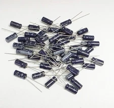 4.7uF 25V Radial Lead Electrolytic Capacitors: Small Size: 50/Pack: Great Price